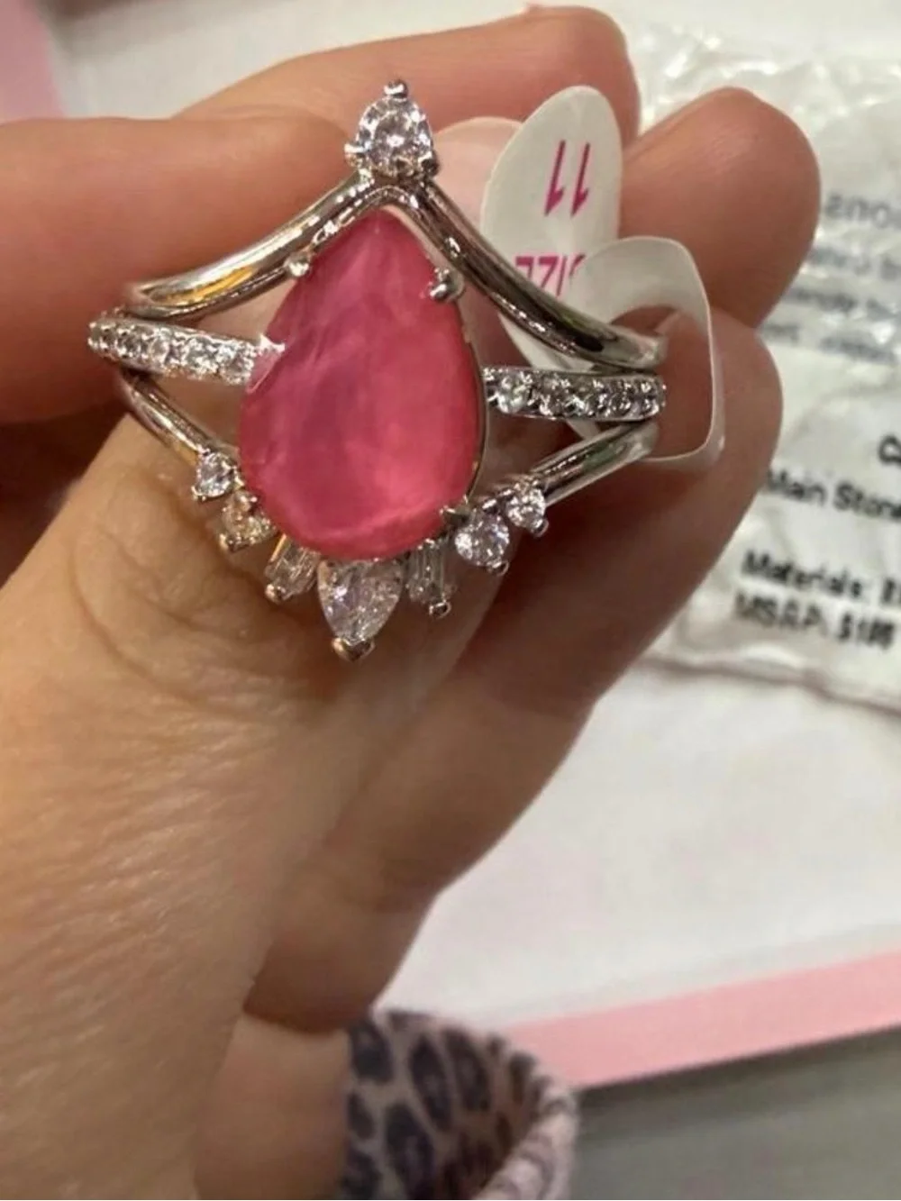 Bomb party ring calling for you size 11 lab created dark pink sapphire